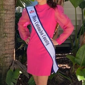 TCEC Vibrant Pink Long Sleeve Dress